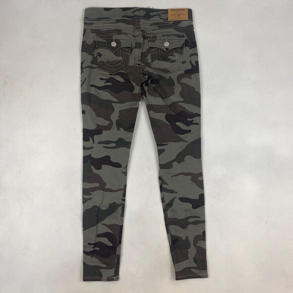 True Religion World Tour Starlet Green Camouflage Legging Pant Sz M Pull On - Picture 8 of 10